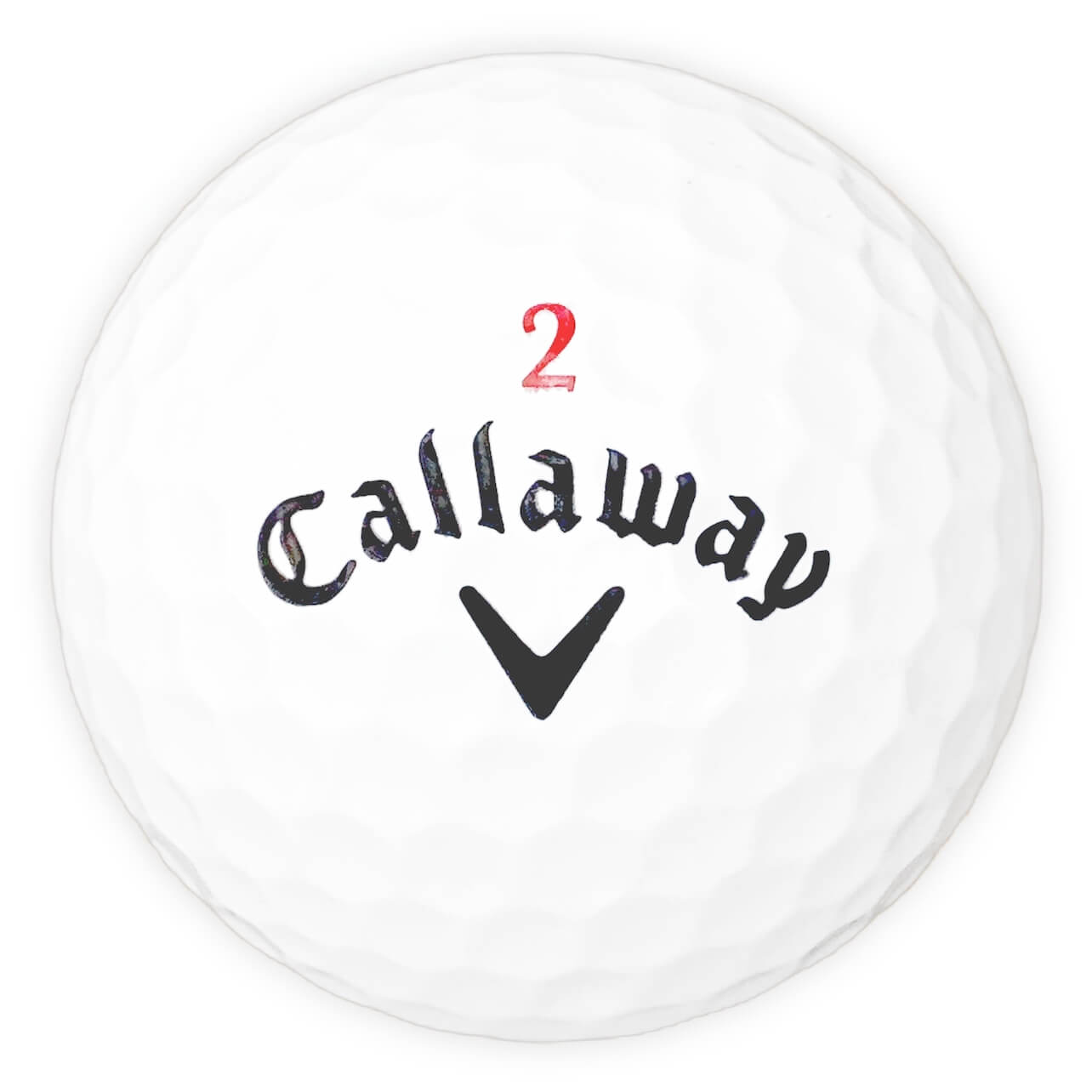 Detaljbild på en Callaway golfboll