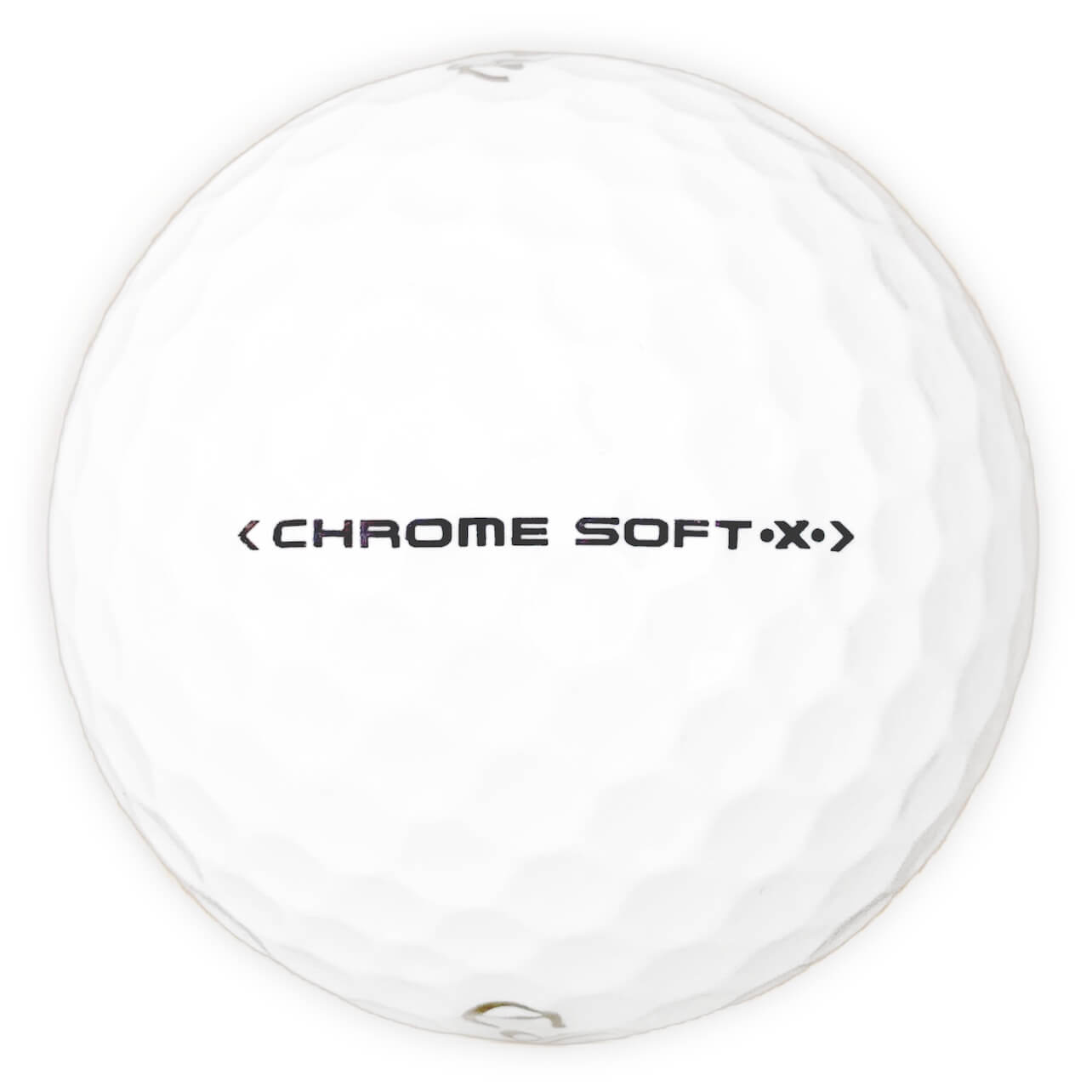Detaljbild på en Chrome Soft x golfboll